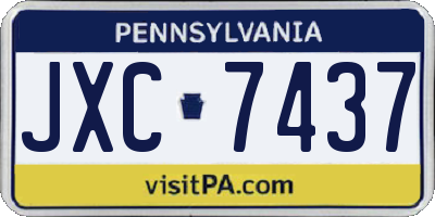 PA license plate JXC7437