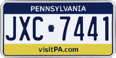 PA license plate JXC7441