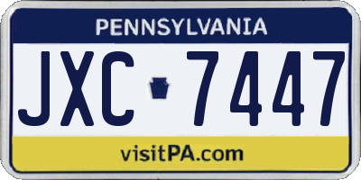 PA license plate JXC7447