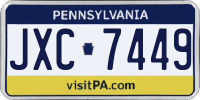 PA license plate JXC7449