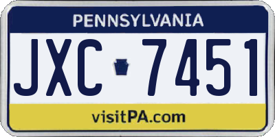 PA license plate JXC7451