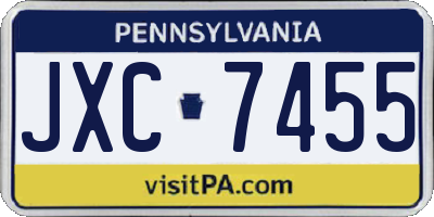 PA license plate JXC7455