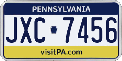 PA license plate JXC7456