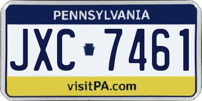 PA license plate JXC7461