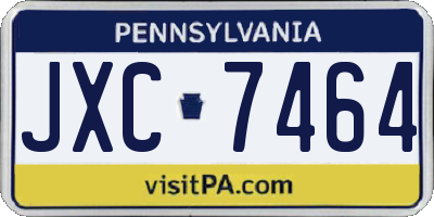 PA license plate JXC7464