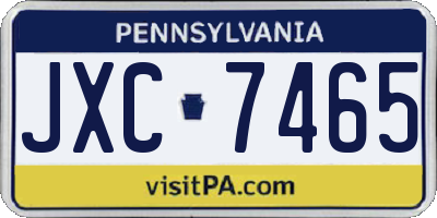 PA license plate JXC7465