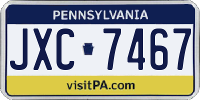 PA license plate JXC7467