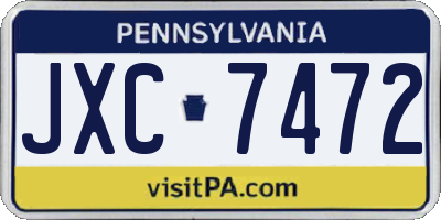 PA license plate JXC7472
