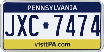 PA license plate JXC7474