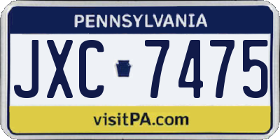 PA license plate JXC7475