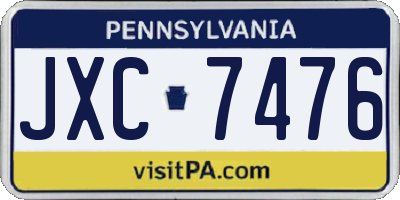 PA license plate JXC7476