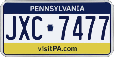 PA license plate JXC7477