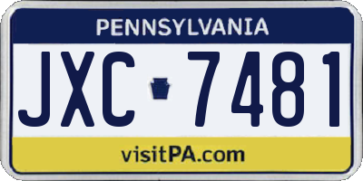 PA license plate JXC7481