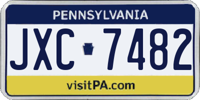 PA license plate JXC7482