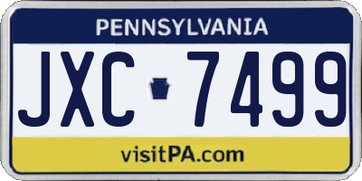 PA license plate JXC7499