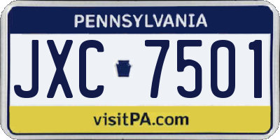PA license plate JXC7501