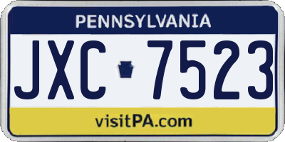 PA license plate JXC7523