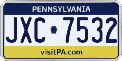 PA license plate JXC7532