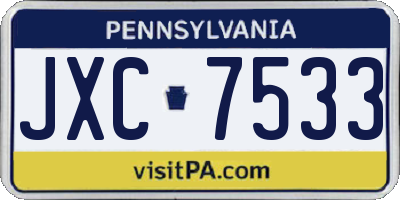PA license plate JXC7533