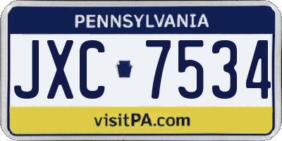 PA license plate JXC7534
