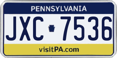 PA license plate JXC7536