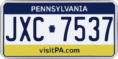 PA license plate JXC7537