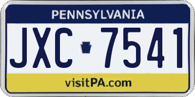 PA license plate JXC7541