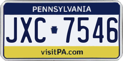 PA license plate JXC7546