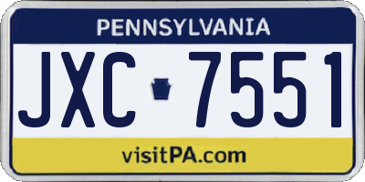 PA license plate JXC7551