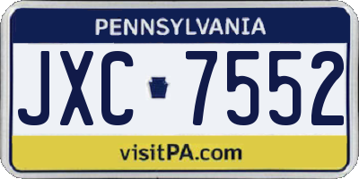 PA license plate JXC7552