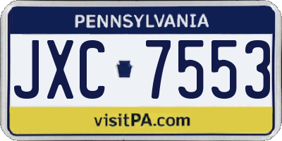 PA license plate JXC7553