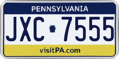 PA license plate JXC7555