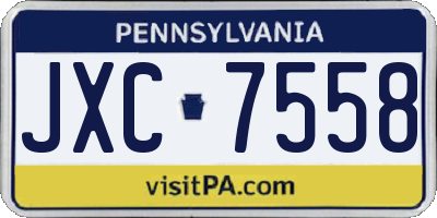PA license plate JXC7558