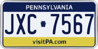 PA license plate JXC7567