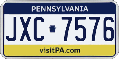 PA license plate JXC7576