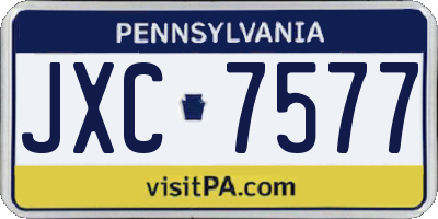 PA license plate JXC7577
