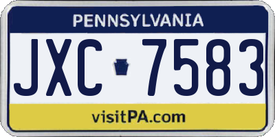 PA license plate JXC7583