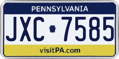 PA license plate JXC7585