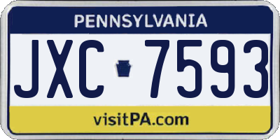 PA license plate JXC7593