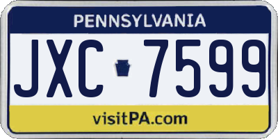 PA license plate JXC7599