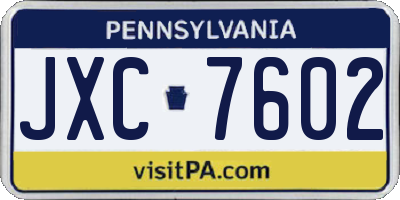 PA license plate JXC7602