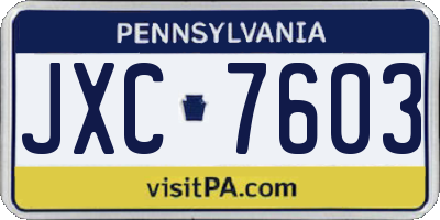 PA license plate JXC7603