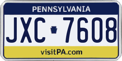 PA license plate JXC7608