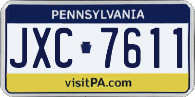 PA license plate JXC7611