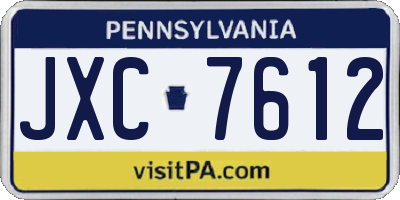 PA license plate JXC7612