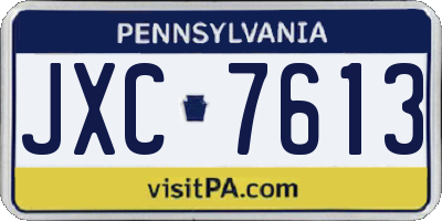 PA license plate JXC7613