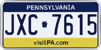 PA license plate JXC7615