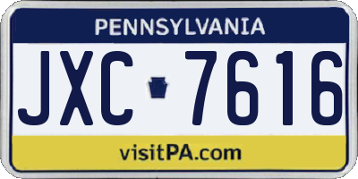 PA license plate JXC7616