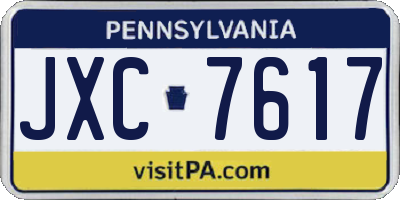 PA license plate JXC7617