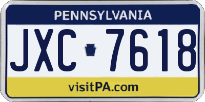 PA license plate JXC7618